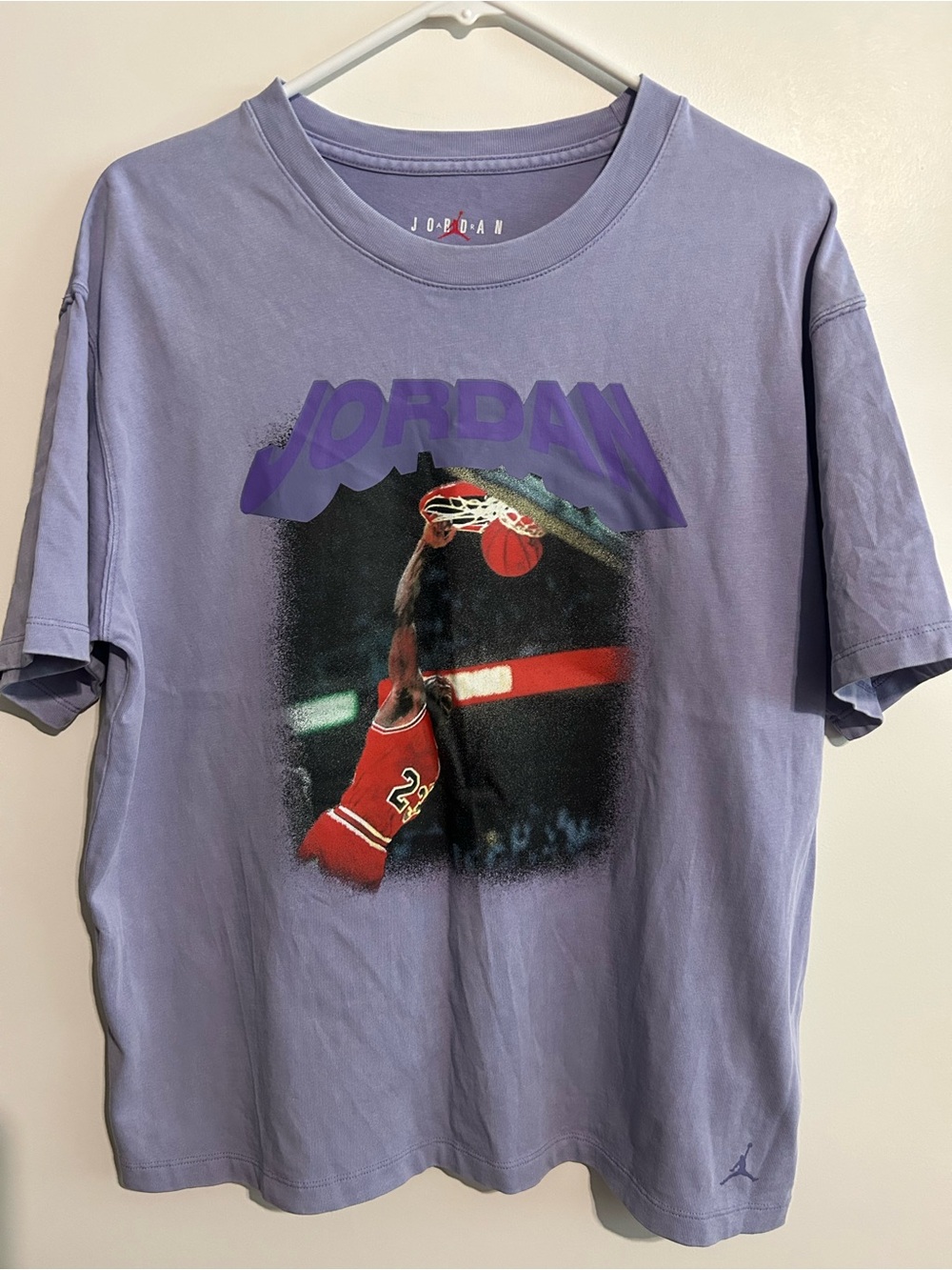 Jordan Short-Sleeve Graphic Tee in Lavender with Red Accent